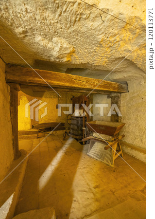 Wine cellar in Breze Castle (Chateau de Breze), Pays de la Loire, France Wine cellar in Breze Castle (Chateau de Breze), Pays de la Loire, France 120113771