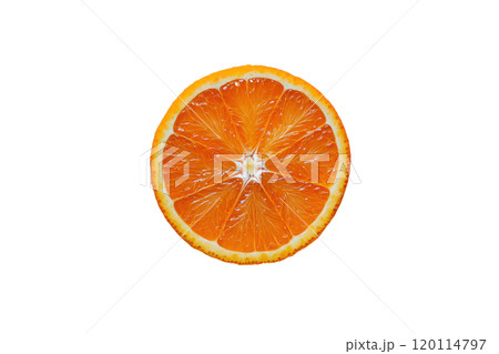 Fresh orange slice with vibrant color and juicy texture, perfect for healthy recipes and drinks Fresh orange slice with vibrant color and juicy texture, perfect for healthy recipes and drinks 120114797