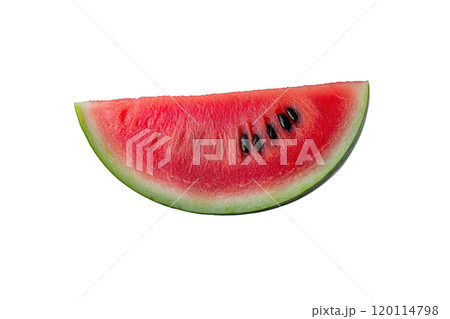 Fresh watermelon slice with vibrant red flesh and black seeds, perfect for summer. Enjoy its juicy sweetness and refreshing taste Fresh watermelon slice with vibrant red flesh and black seeds, perfect for summer. Enjoy its juicy sweetness and refreshing taste 120114798