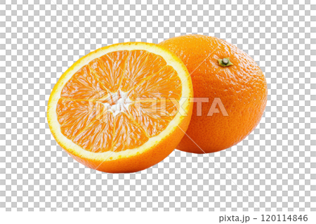 Fresh orange fruit, whole and sliced, showcasing vibrant color and texture. Perfect for healthy eating, juices, or garnishes Fresh orange fruit, whole and sliced, showcasing vibrant color and texture. Perfect for healthy eating, juices, or garnishes 120114846