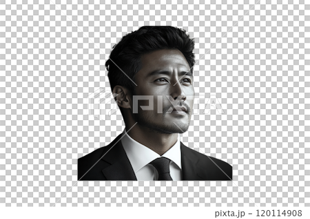 confident man in suit looking upward, exuding determination and ambition. His expression reflects sense of purpose and strength confident man in suit looking upward, exuding determination and ambition. His expression reflects sense of purpose and strength 120114908