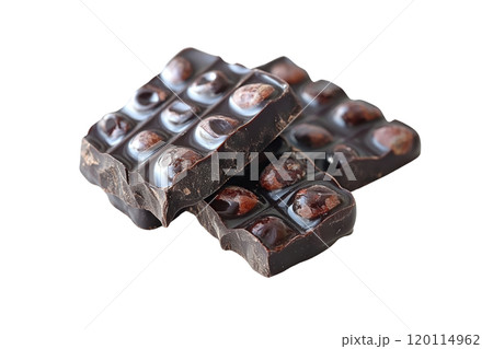 Delicious dark chocolate bars with nuts, perfect for indulgence and snacking. Rich in flavor and texture, these treats are delightful choice for chocolate lovers 120114962