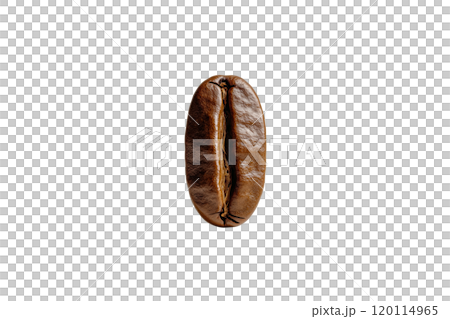 close up of single coffee bean, showcasing its rich brown color and texture, perfect for coffee lovers and culinary enthusiasts 120114965