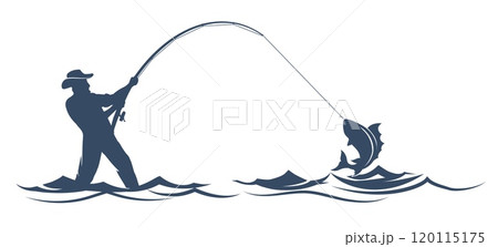 Fisherman silhouette illustration 120115175