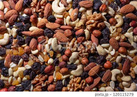 Mixed Nuts: Almonds, Walnuts, Cashews, Peanuts, Hazelnuts, Dried Prunes and Raisins 120115279