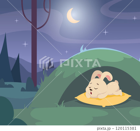 sleeping rabbit. little forest wild animal sleeping 120115381