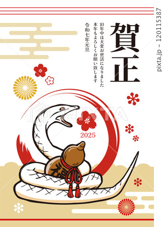 年賀状2025年 巳年 テンプレート 年賀状2025年 巳年 テンプレート 120115387