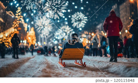 Winter night: fireworks & snow fun 120115848
