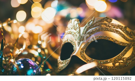 Festive golden masquerade mask 120115892