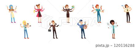Multitasking People Character of Different Profession Vector Set Multitasking People Character of Different Profession Vector Set 120116288