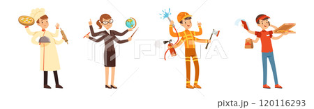 Multitasking People Character of Different Profession Vector Set Multitasking People Character of Different Profession Vector Set 120116293