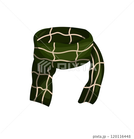 Vector illustration green scarf isolated on white background. Winter scarf Vector illustration green scarf isolated on white background. Winter scarf 120116448