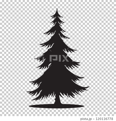 Black Silhouette Fir Tree Vector Icon for Nature Designs 120116778