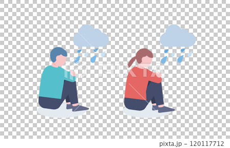 Man and woman holding knees 120117712