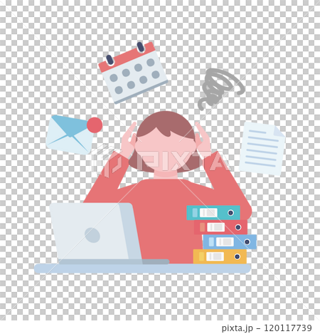 Female office worker confused by hard work 120117739