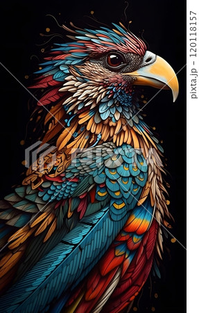 Fantasy art: colorful kite bird with intricate feathers by eddy mendoza Fantasy art: colorful kite bird with intricate feathers by eddy mendoza 120118157
