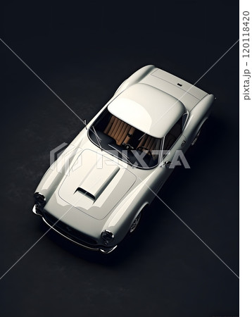 Classic white car on dark surface vintage elegance for automotive design and print Classic white car on dark surface vintage elegance for automotive design and print 120118420