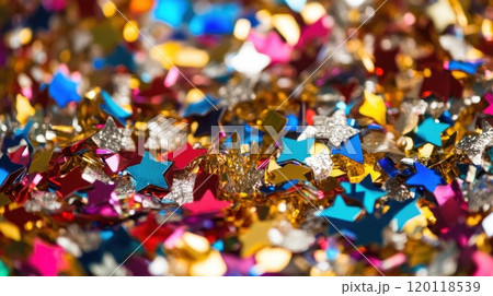 Colorful star confetti on a surface 120118539