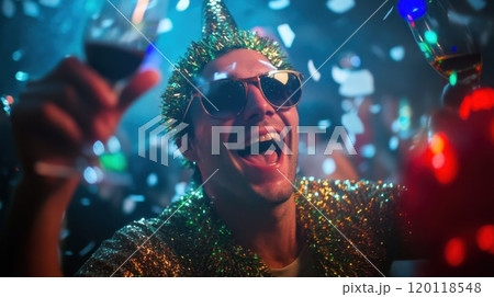 Vibrant party night in a club 120118548