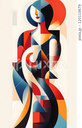 Abstract geometric portrait of a woman in...のイラスト素材 [120118679] - PIXTA