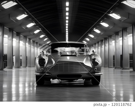 Vintage car elegance in black and white: automotive design for posters 120118762
