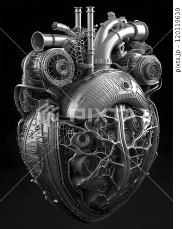 Futuristic mechanical heart design for medical innovation and technology 120119639