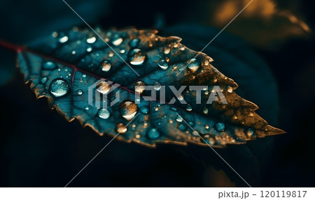 Water droplets on leaf: capturing nature's intricate beauty in macro photography Water droplets on leaf: capturing nature's intricate beauty in macro photography 120119817