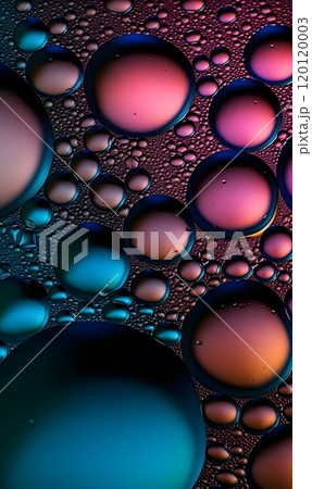 Vibrant abstract oil and water macro bubbles with gradient colors 120120003