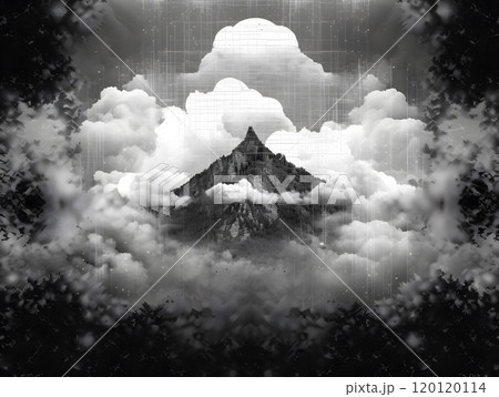 Surreal mountain peaks hidden in ethereal clouds and mist Surreal mountain peaks hidden in ethereal clouds and mist 120120114