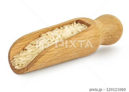 rice basmati in a wooden scoop isolated on white background rice basmati in a wooden scoop isolated on white background 120121060