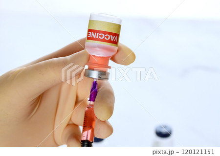 When filling syringe with vaccine, right dosage is ensured through use of vaccine as preventative measure in fight against disease When filling syringe with vaccine, right dosage is ensured through use of vaccine as preventative measure in fight against disease 120121151