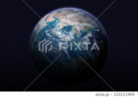 Earth globe on starry background. Earth globe on starry background. 120121909