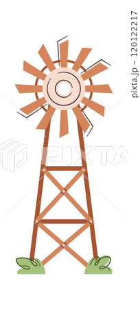 Old wooden farm windmill illustration 120122217