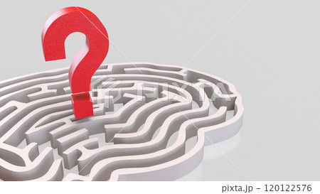 The White Brain maze and  question mark  for sci or creative concept 3d rendering. 120122576