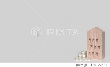 The House and coins for property or investment concept 3d rendering. 120122585