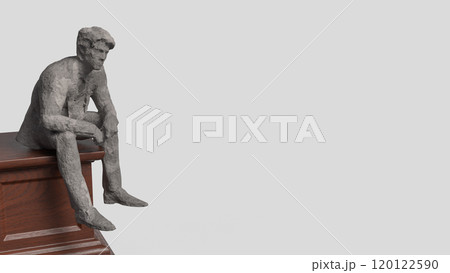 The Business man siting on wood podium for Thinking concept 3d rendering. The Business man siting on wood podium for Thinking concept 3d rendering. 120122590