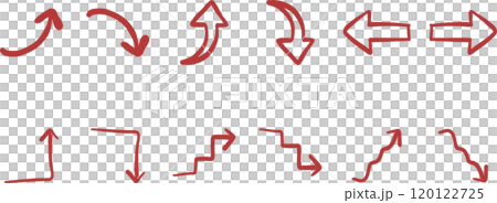赤い手描き矢印ベクターイラストセット 120122725