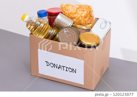 Donation Box of Free Food and Food Reserves Donation Box of Free Food and Food Reserves 120123077