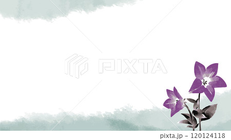 桔梗の墨絵イラストテンプレート 桔梗の墨絵イラストテンプレート 120124118