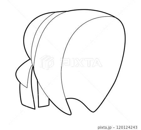 Bonnet Hat. Victorian Head Fashion accessory cap clothing technical illustration. Vector headgear for Men, women, 120124243