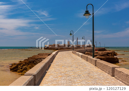 Road to Fort Castillo de San Sebastian, Cadiz, Spain Road to Fort Castillo de San Sebastian, Cadiz, Spain 120127129