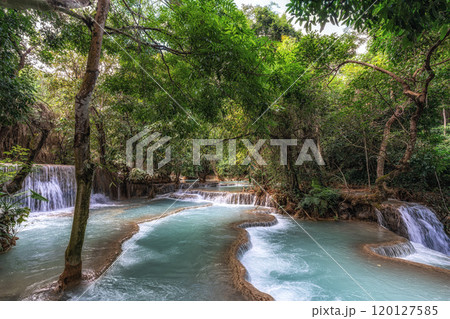 Kuang Si Waterfalls Turquoise Water Pools 120127585