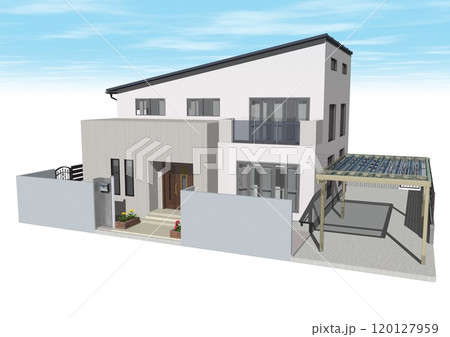 家　ハウス　戸建て　住宅　住まい　新築　モデルハウス(3DCGイメージ)空だけあり 120127959