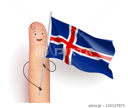 Finger with Iceland waving flag 120127973
