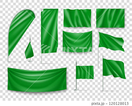 Green flags set isolated on white 120128013