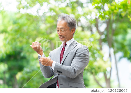 ビジネス　シニア男性　ポートレート　新緑 120128065