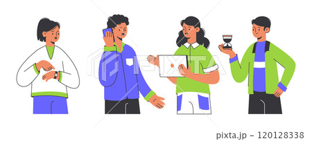 Busy business characters. Office team solutions, communication and cooperation, business employee team flat vector illustration. Brainstorming concept 120128338