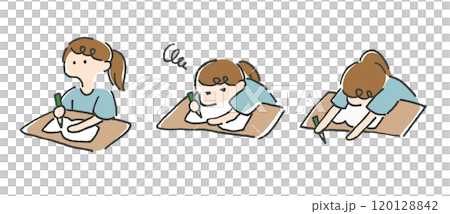 人物イラスト　勉強できないこども　セット 120128842