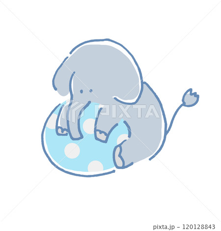 動物イラスト ボールで遊ぶゾウ 動物イラスト ボールで遊ぶゾウ 120128843