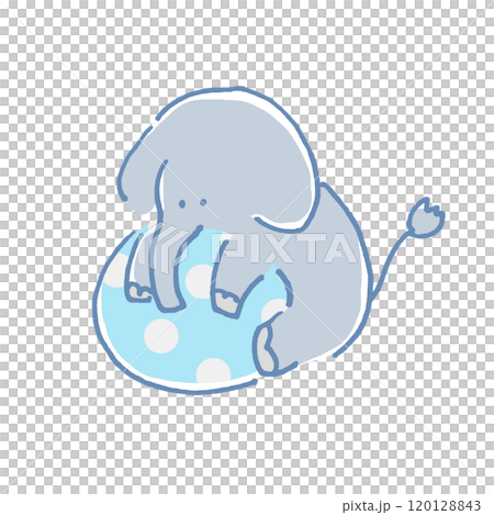 動物イラスト ボールで遊ぶゾウ 動物イラスト ボールで遊ぶゾウ 120128843